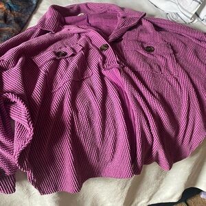 Pink Textured Button-Up Shirt
